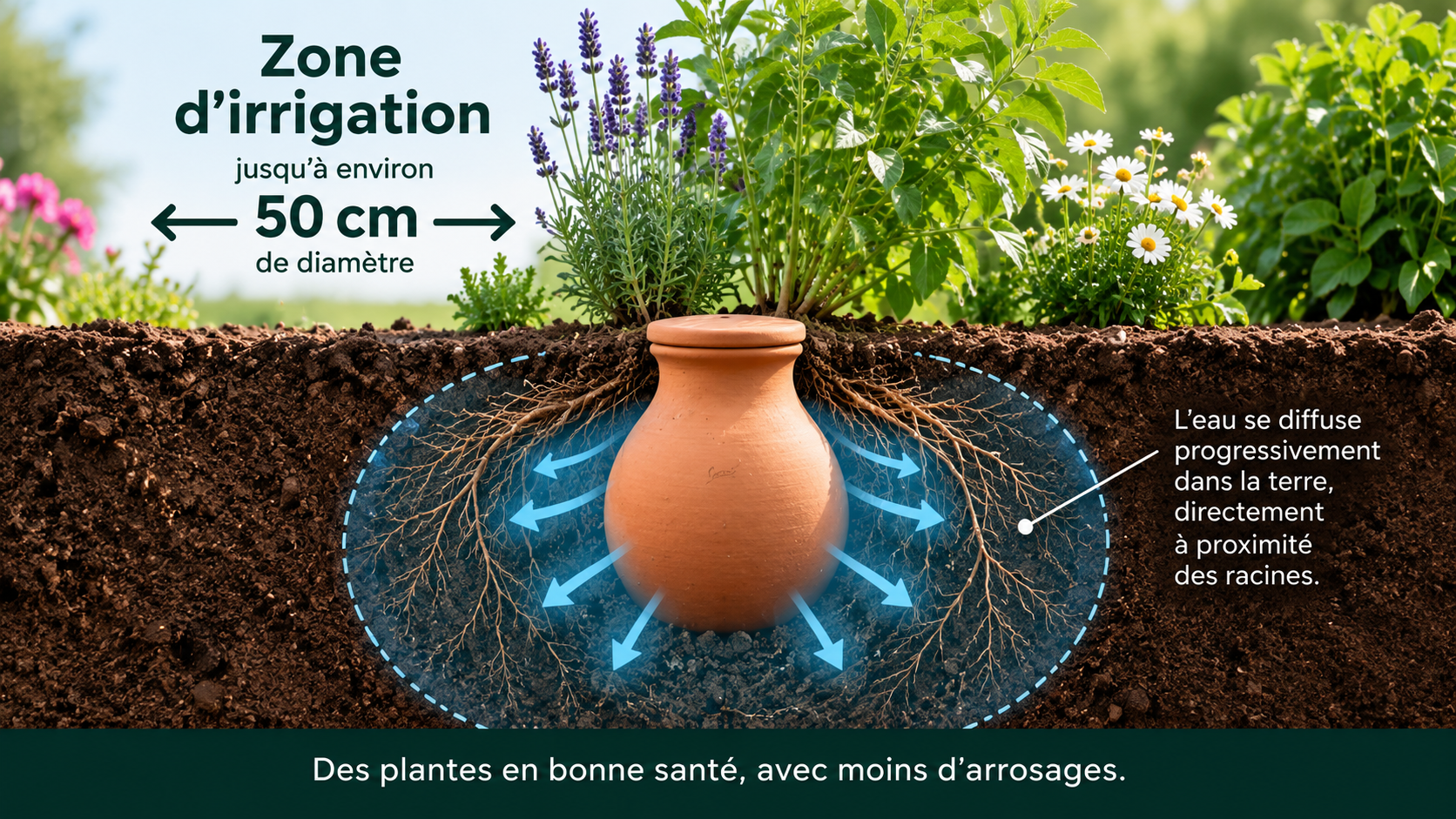 Oyas à enterrer Medium 1,5 litre - zone d'irrigation et arrosage autonome