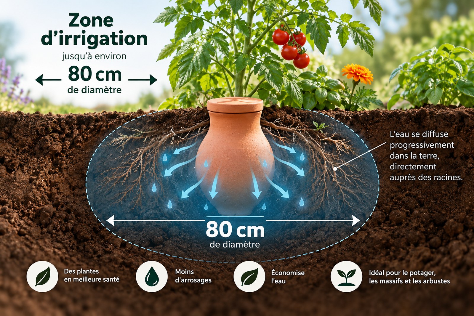 Oyas à enterrer L 5 litres - zone d'irrigation jusqu'à environ 80 cm de diamètre